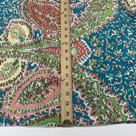 Talbots 100% Silk Paisley Short Sleeve Shift Dress Turquoise Green Coral 12 - Picture 12 of 12
